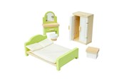 Puulelut - Bigjigs Wooden Dollhouse Bedroom Furniture - 5-piece. - 38001