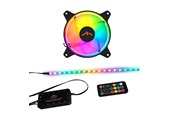 Kotelotuuletin - DUTZO RGB-sarja 1 - 1x tuuletin + 1x LED-nauha + kaukosäädin ja ohjain - 120mm - Musta RGB LED valolla - 24 dBA - DRGB-BUNDLE1