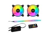 Kotelotuuletin - DUTZO RGB Kit 2 - 2x tuuletin + 1x LED-nauha + kaukosäädin ja ohjain - 120mm - Musta RGB LED valolla - 24 dBA - DRGB-BUNDLE2