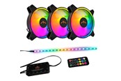Kotelotuuletin - DUTZO RGB-sarja 3 - 3x tuuletin + 1x LED-nauha + kaukosäädin ja ohjain - 120mm - Musta RGB LED valolla - 24 dBA - DRGB-BUNDLE3