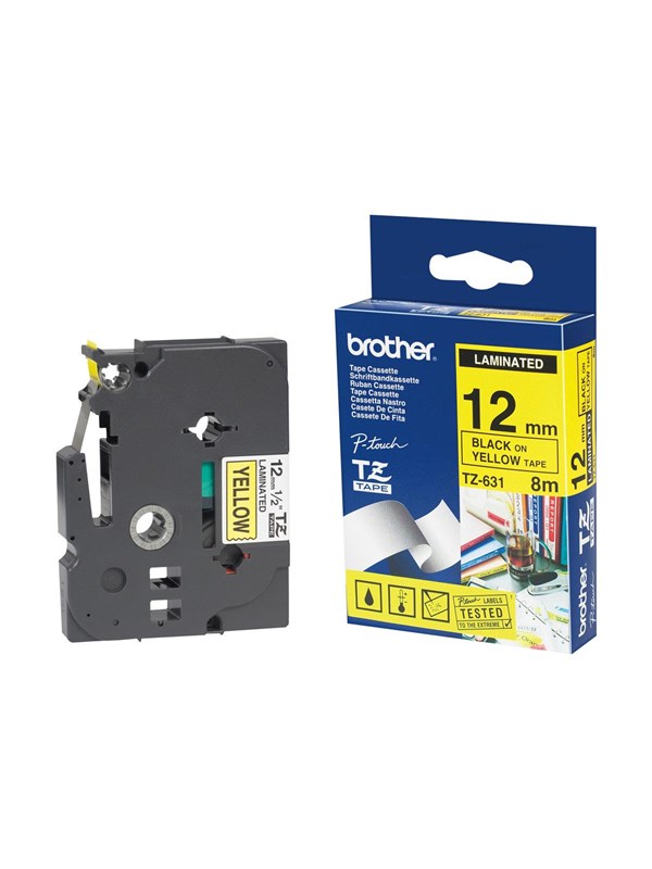 Brother Teippi veli 12 mm musta/keltainen