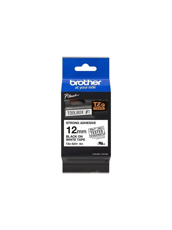 Brother TZS-231 - Black On White - Roll (1.2 cm x 8 m)