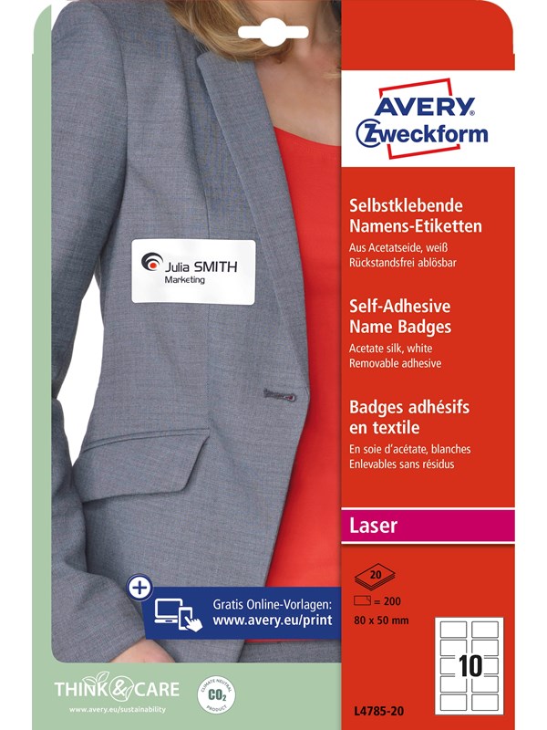 Avery Self adhesive name badges silk white
