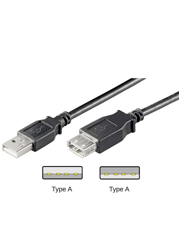 Pro USB-A <-> USB-A - 0.3m - Musta