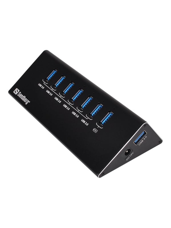 Sandberg USB 3.0 -keskusyksikkö, jossa on 7 porttia USB hub - 7 porttia - USB 3.0 - Musta