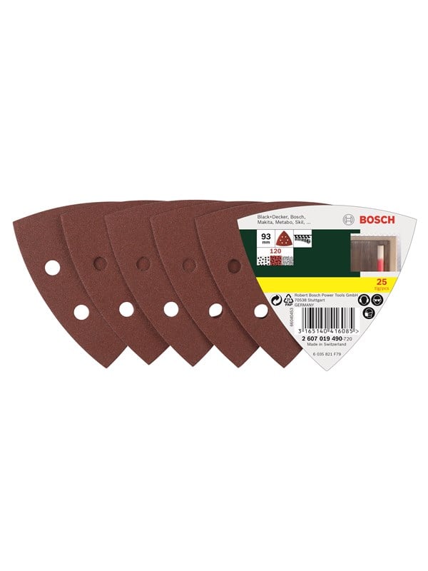 Bosch 25-osainen hiomapaperisarja kärkihiomakoneille, karkeus 120 K= 120