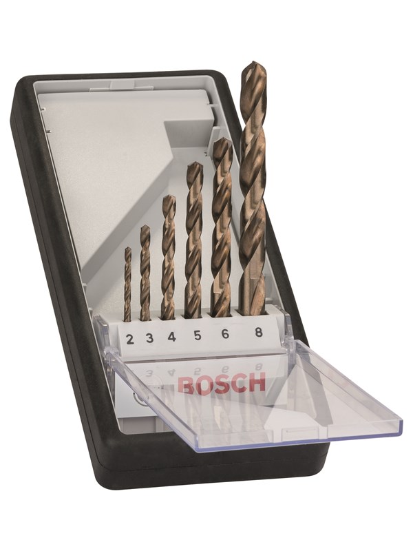 Bosch 6-os. Robust Line -metalliporanteräsarja HSS-Co 2; 3; 4; 5; 6; 8 mm