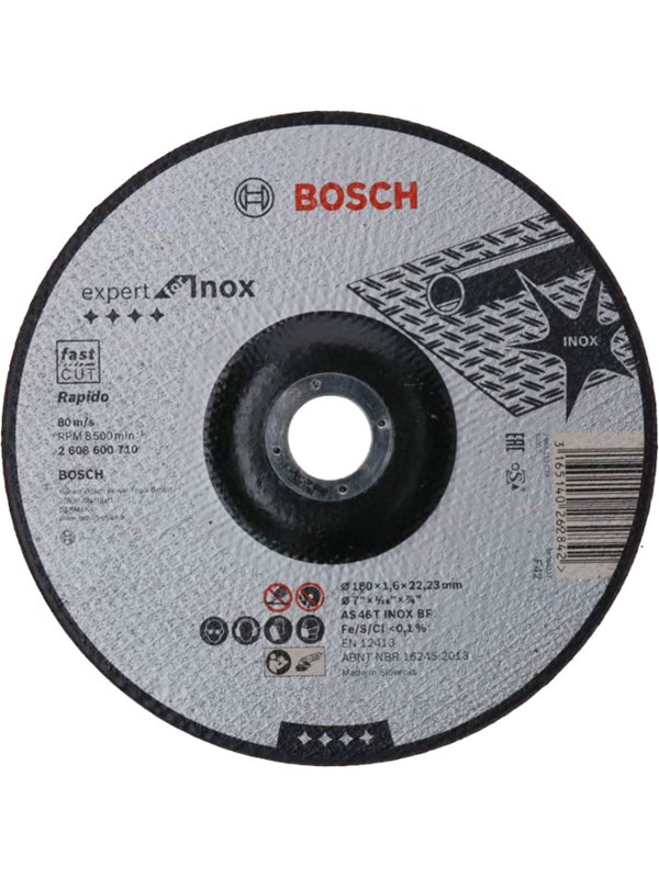 Bosch Katkaisulaikka, taivutettu, Expert for Inox - Rapido AS 46 T INOX BF, 180 mm, 1,6 mm
