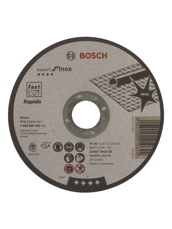 Bosch Katkaisulaikka, suora, Expert for Inox - Rapido AS 60 T INOX BF, 125 mm, 1,0 mm