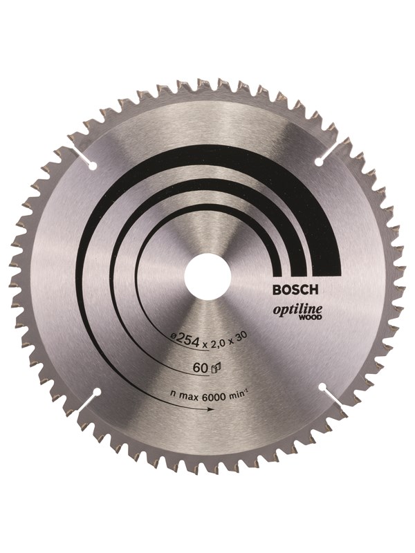 Bosch Pyörösahanterä Optiline Wood 254 x 30 x 2,0 mm, 60
