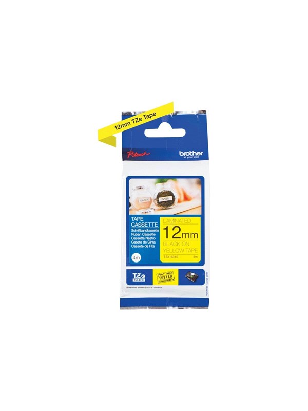 Brother TZe 631S - Musta on Keltainen Roll (1.2 cm x 4 m)