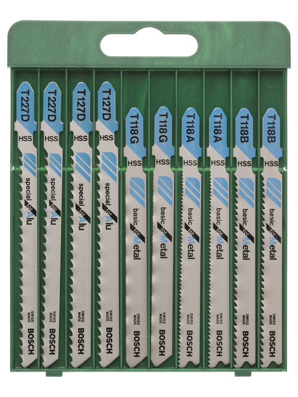 Bosch 10-os. pistosahanteräsarja T-kiinnitys T 118 A (2x); T 118 B (2x); T 118 G (2x); T 127 D (2x); T 227 D (2x)