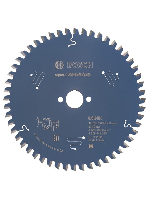 Bosch Pyörösahanterä Expert for Aluminium 165 x 20 x 2,6 mm, 52