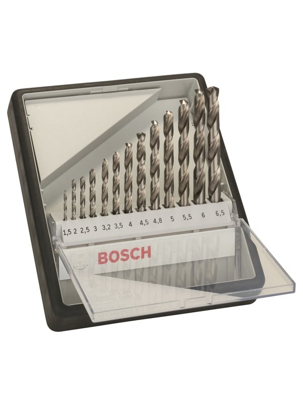 Bosch 13-os. Robust Line -metalliporanteräsarja HSS-G, 135° 1,5; 2; 2,5; 3; 3,2; 3,5; 4; 4,5; 4,8; 5; 5,5; 6; 6,5 mm, 135°