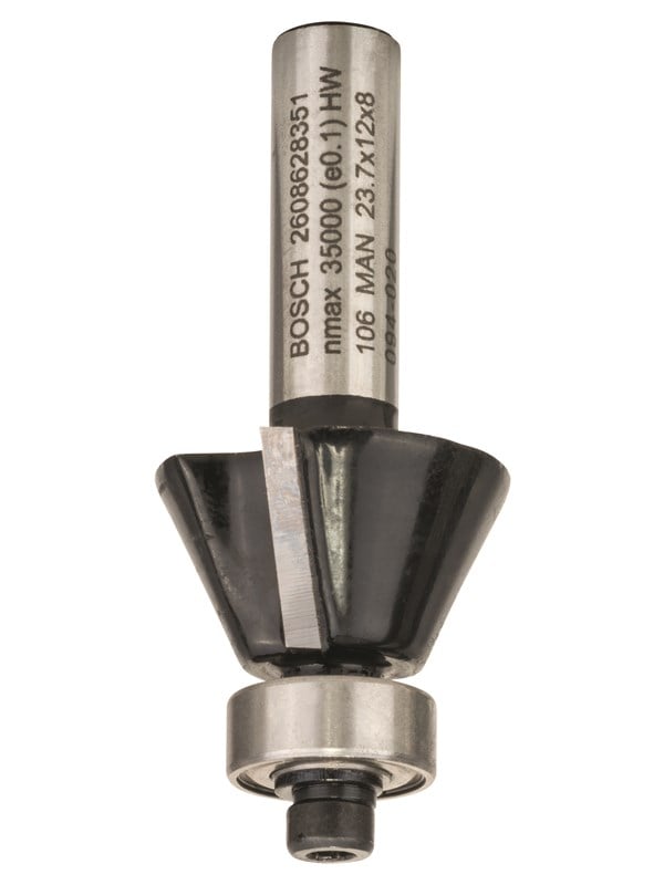 Bosch Viisteytys-/tasausjyrsin, 8 mm, D1 23,7 mm, B 5,5 mm, L 12 mm, G 54 mm, 25° 8 mm, D1 23,7 mm, B 5,5 mm, L 12 mm, G 54 mm, 25°