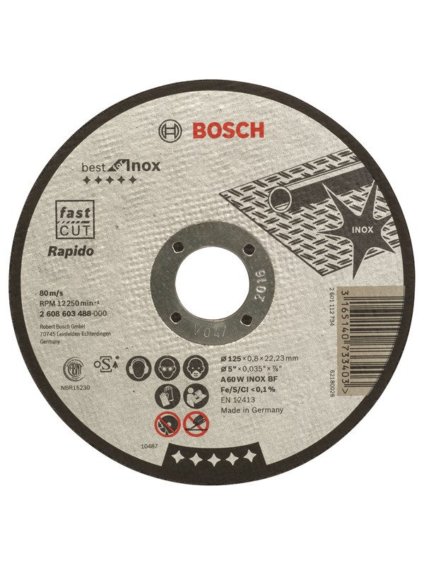 Bosch Katkaisulaikka, suora, Best for Inox - Rapido A 60 W INOX BF, 125 mm, 0,8 mm