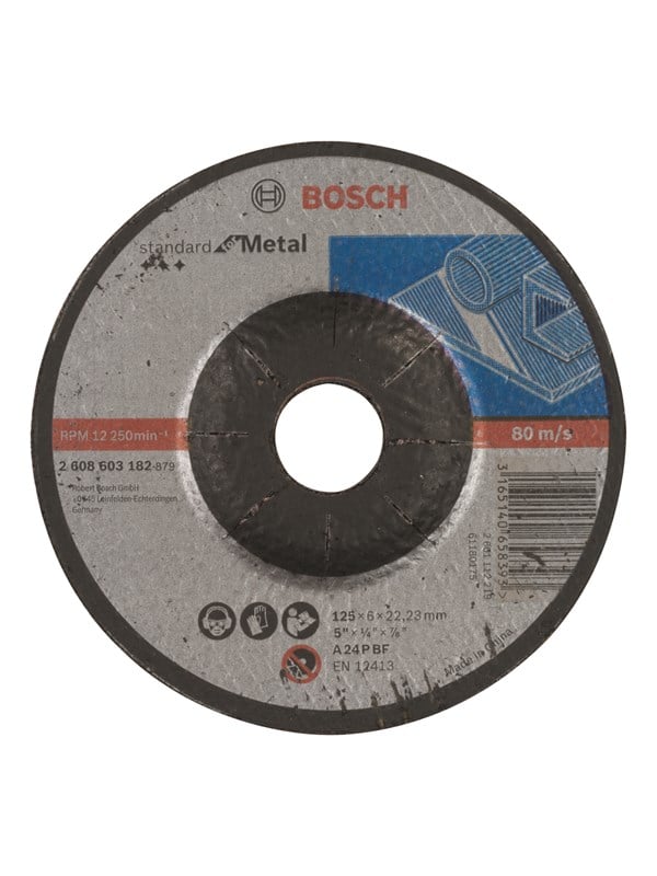 Bosch Hiomalaikka, taivutettu, Standard for Metal A 24 P BF, 125 mm, 22,23 mm, 6,0 mm