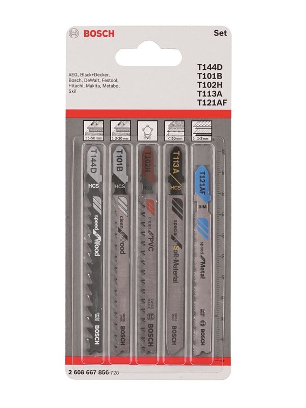 Bosch 5-os. pistosahanteräsarja Allrounder T 144 D; T 101 B; T 102 H; T 113 A; T 121 AF