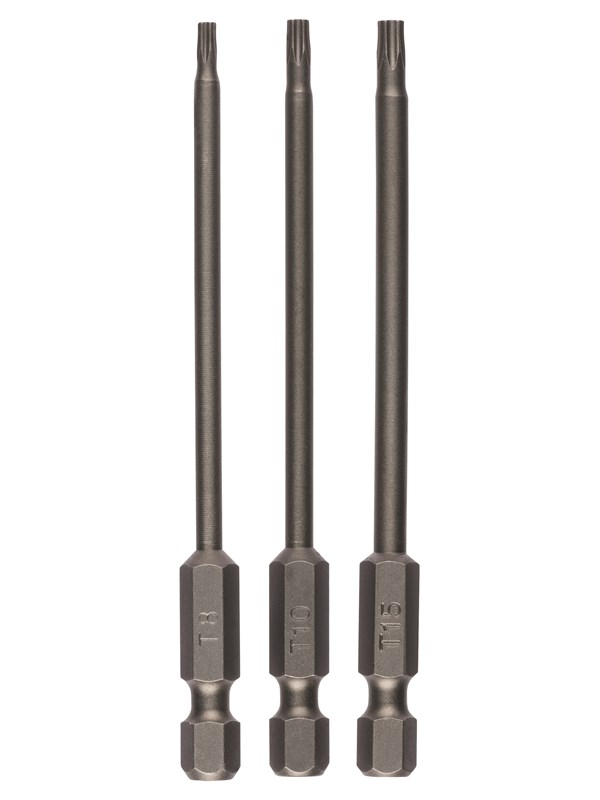 Bosch 3-os. ruuvauskärkisarja Torx-koloruuveille (T) T8; T10; T15; 89 mm