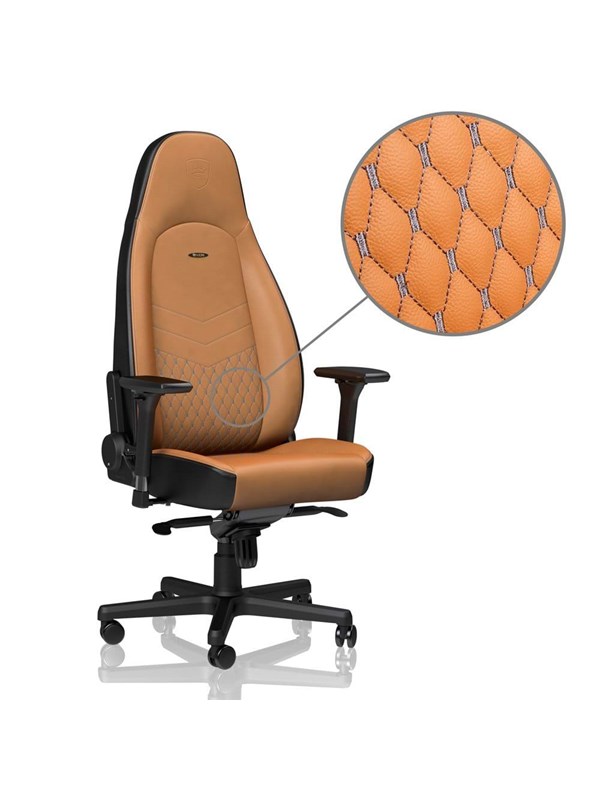 noblechairs ICON Sarja Real Leather - Cognac / Musta Pelituoli - Ruskea / Musta - Nahka - Jopa 150 kg
