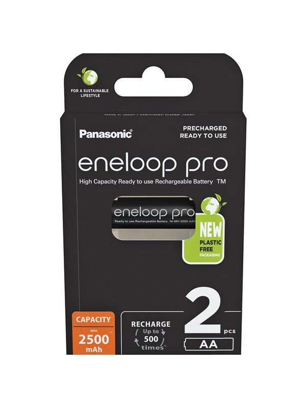 Panasonic eneloop pro BK-3HCDE/2BE - Battery 2 x AA type - NiMH - ( rechargeable ) - 2500 mAh