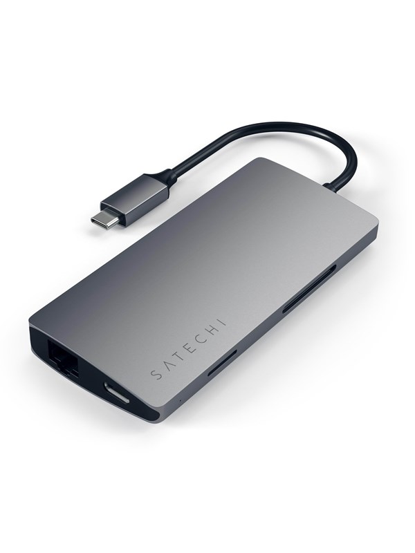 Satechi Aluminum Multi-Port Adapter V2 - docking station - Space Harmaa