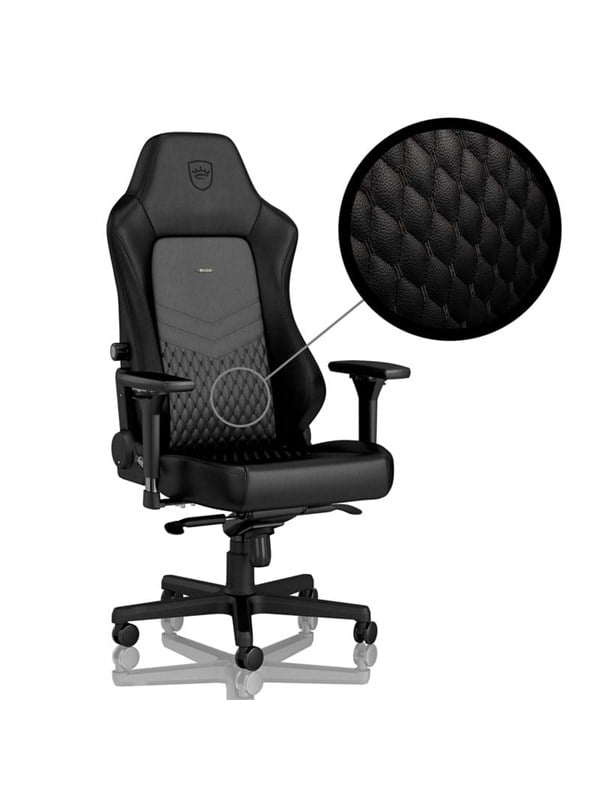 noblechairs HERO Real Leather Gaming Chair - Black Pelituoli - Musta - Nahka - Jopa 150 kg
