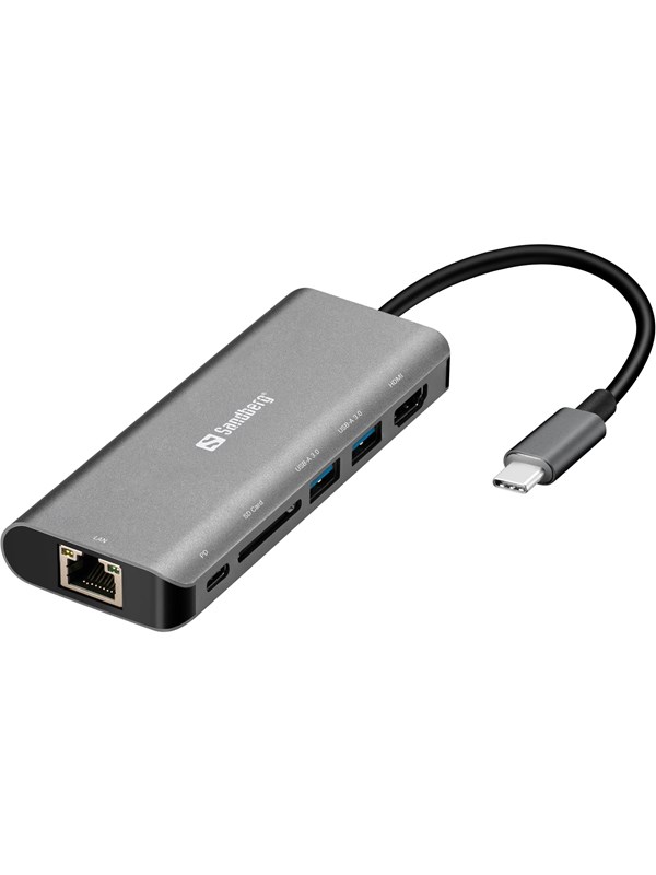 Sandberg USB-C telakka / HDMI+LAN+SD+USB 61W