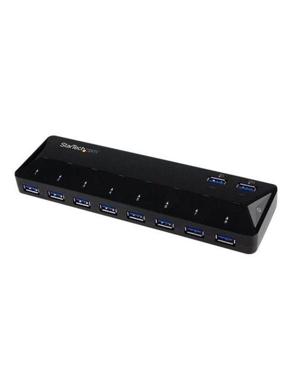 StarTech.com USB 3.0 -keskusyksikkö, jossa on 10 porttia lataus- ja synkronointitoiminnolla USB hub - 10 porttia - USB 3.2 - Musta