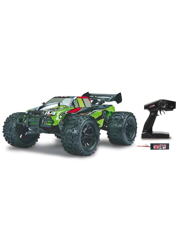 Jamara Akro Monsteriauto 1:10 BL neliveto Lipo-akulla ja 2,4 GHz:n ohjaimella, jossa on Wheelybar.