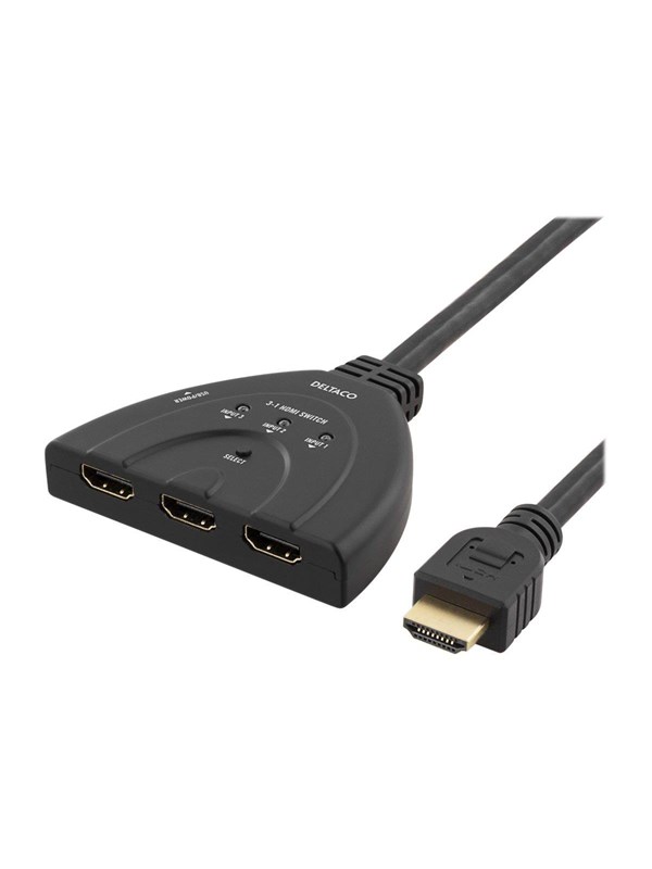 Deltaco HDMI Switch 3 inputs to 1 output 4K in