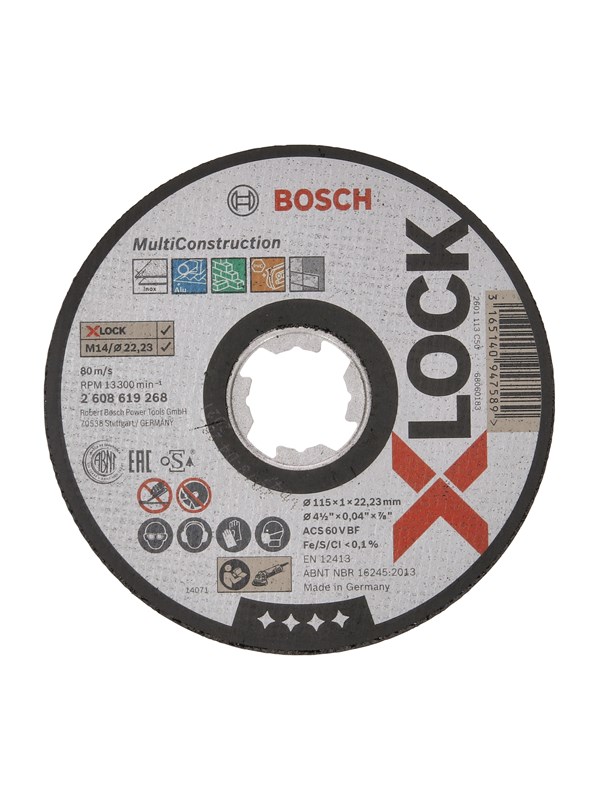 Bosch X-LOCK Multi Material, 115 x 1 x 22,23, suora katkaisulaikka ACS 60 V BF, 115 mm, 1,0 mm