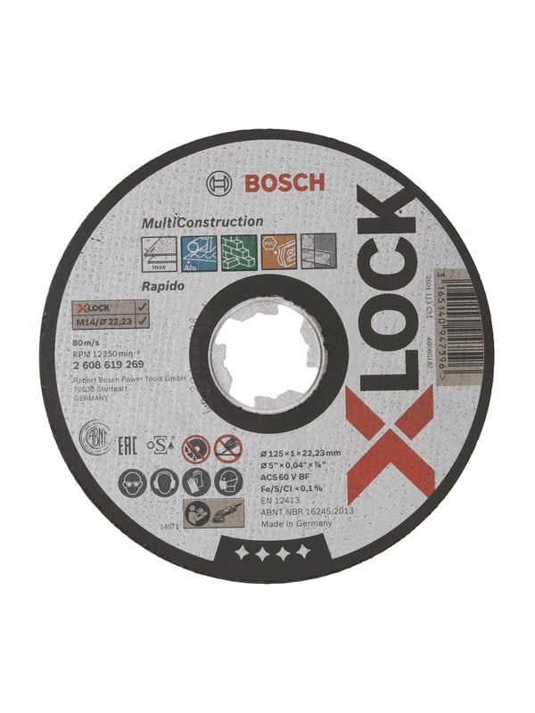 Bosch X-LOCK Multi Material, 125 x 1 x 22,23, suora katkaisulaikka ACS 60 V BF, 125 mm, 1,0 mm