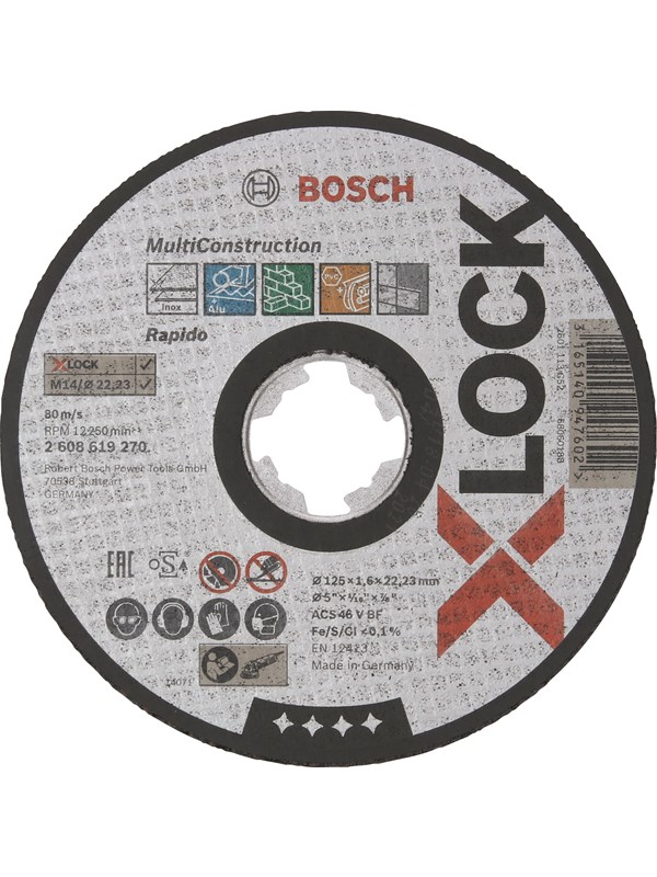 Bosch X-LOCK Multi Material, 125 x 1,6 x 22,23, suora katkaisulaikka ACS 46 V BF, 125 mm, 1,6 mm
