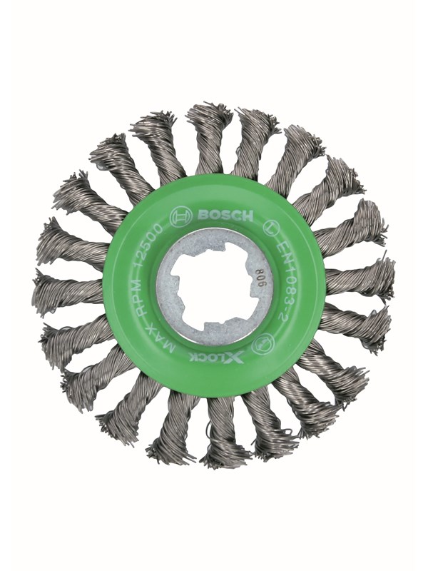 Bosch Ruostumattomasta teräksestä valmistettu X-LOCK-teräslankaharja 115, kierretty teräslanka 115 mm, 0,5 mm, X-LOCK