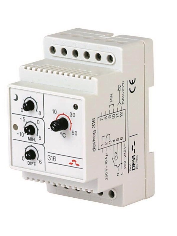 Danfoss Termostaatti Devireg 316 sisältäen 3 metrin anturikaapelin.