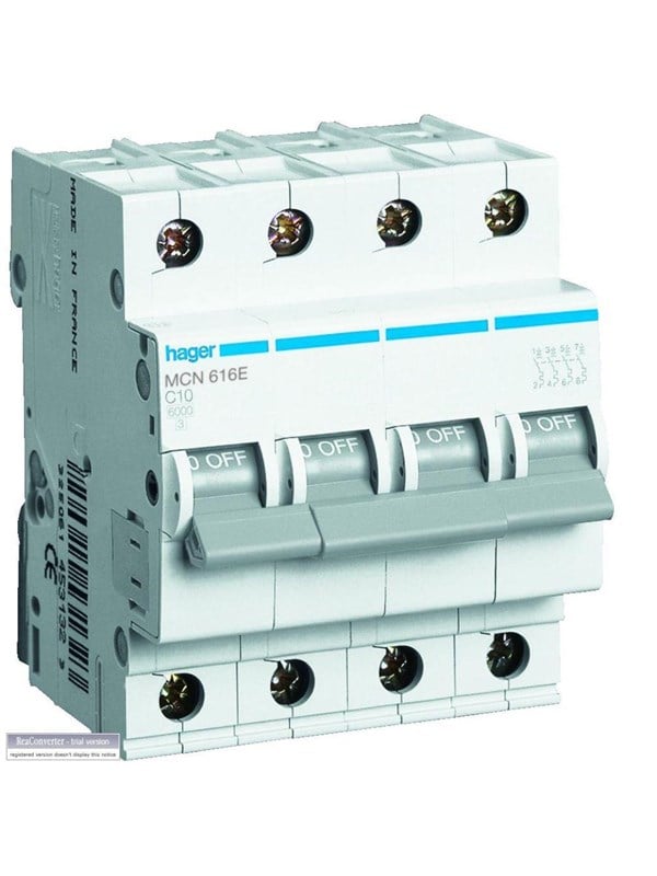Hager Pienoisvirtakytkin MCB 3P+N 6kA C-32A