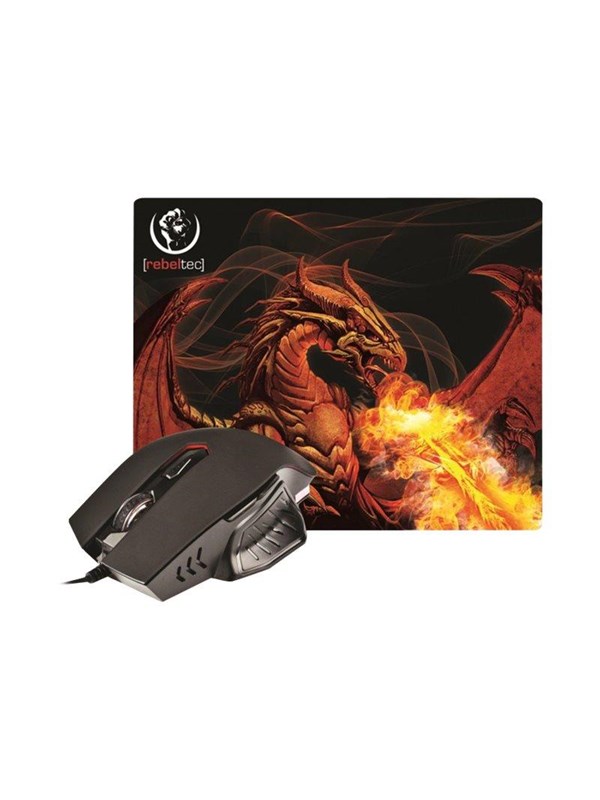 Rebeltec Punainen Dragon - mouse - USB - Hiiri - Optinen - 6 painiketta - Musta