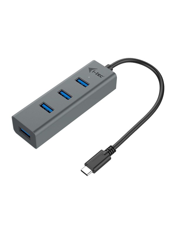 I-Tec USB-C 3.1 metallinen HUB USB hub - 4 porttia - USB 3.2 - Harmaa