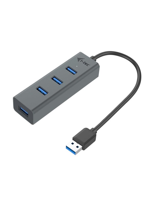 I-Tec USB 3.0 metallinen passiivinen keskusyksikkö USB hub - 4 porttia - USB 3.2 - Harmaa