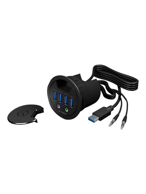 ICY BOX 4 Port HUB - USB 3.0 USB hub - 4 porttia - USB 3.0 - Musta