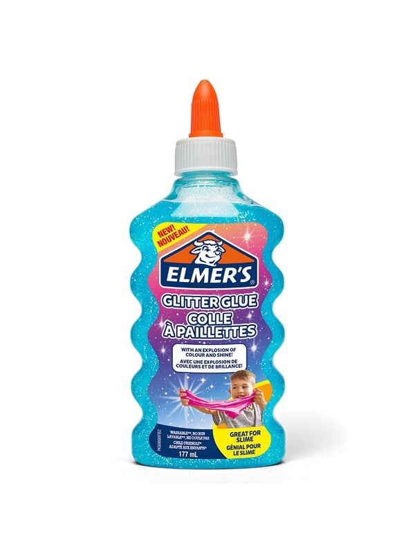 Elmer's kimalteleva PVA-liima | Sininen | 177 ml | Pestävä ja sopii lapsille | Sopii hyvin liman tekemiseen ja askarteluun