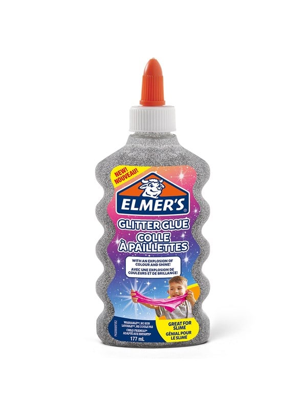 Elmer's kimalteleva PVA-liima | hopea | 177 ml | Pestävä ja sopii lapsille | Sopii hyvin liman tekemiseen ja askarteluun
