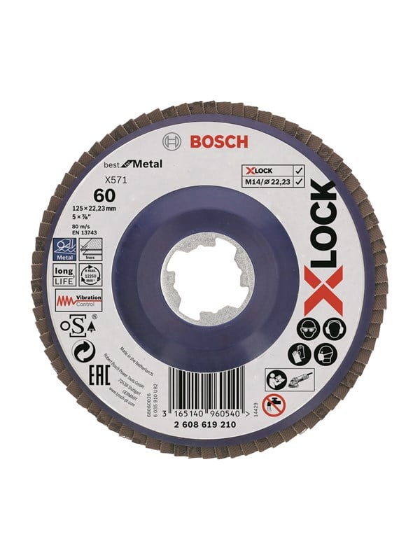 Bosch X-LOCK-tasoliuskalaikat, suora versio, muovilevy, Ø 125 mm, G 60, X571, Best for Metal, 1 kpl D = 125 mm; G = 60, suora