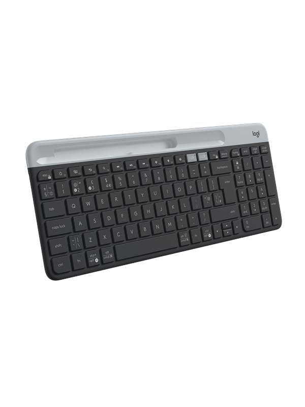 Logitech K580 Slim Wireless Näppäimistö - Näppäimistö - Pohjoismainen - Harmaa