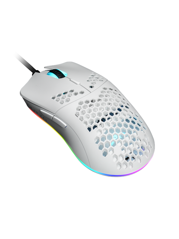 DUTZO Keiryō RGB - Matt Valkoinen - Pelihiiri - Optinen - 6 painiketta - Valkoinen RGB-valolla