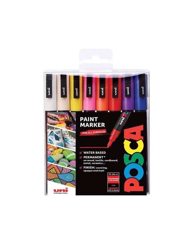 POSCA marker sæt PC-3M 16 ass. colors std.