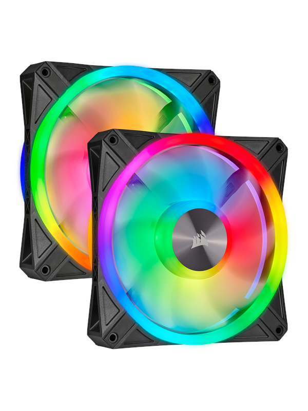 Corsair iCUE QL140 RGB - Musta - 2-pack - Kotelotuuletin - 140mm - Musta RGB LED valolla - 26 dBA