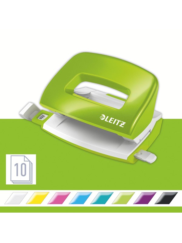 Leitz WOW mini metallilävistäjä 2-reik. / 10 arkkia Vihreä