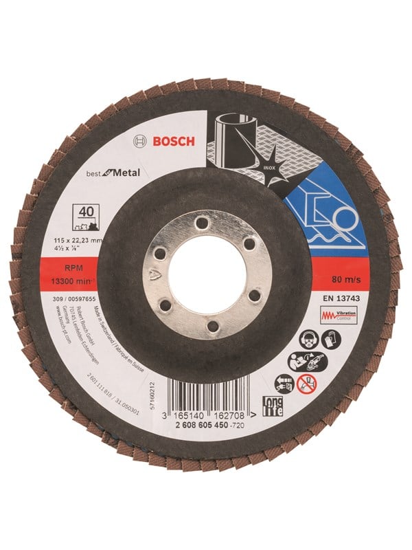 Bosch Tasoliuskalaikka X571, Best for Metal Ø= 115 mm; K= 40, taivutettu